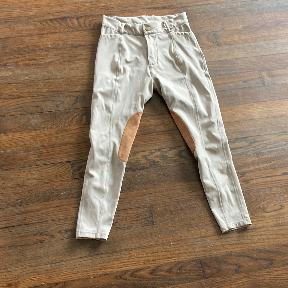 Stylish Kids Cream Leggings with Tan Accents